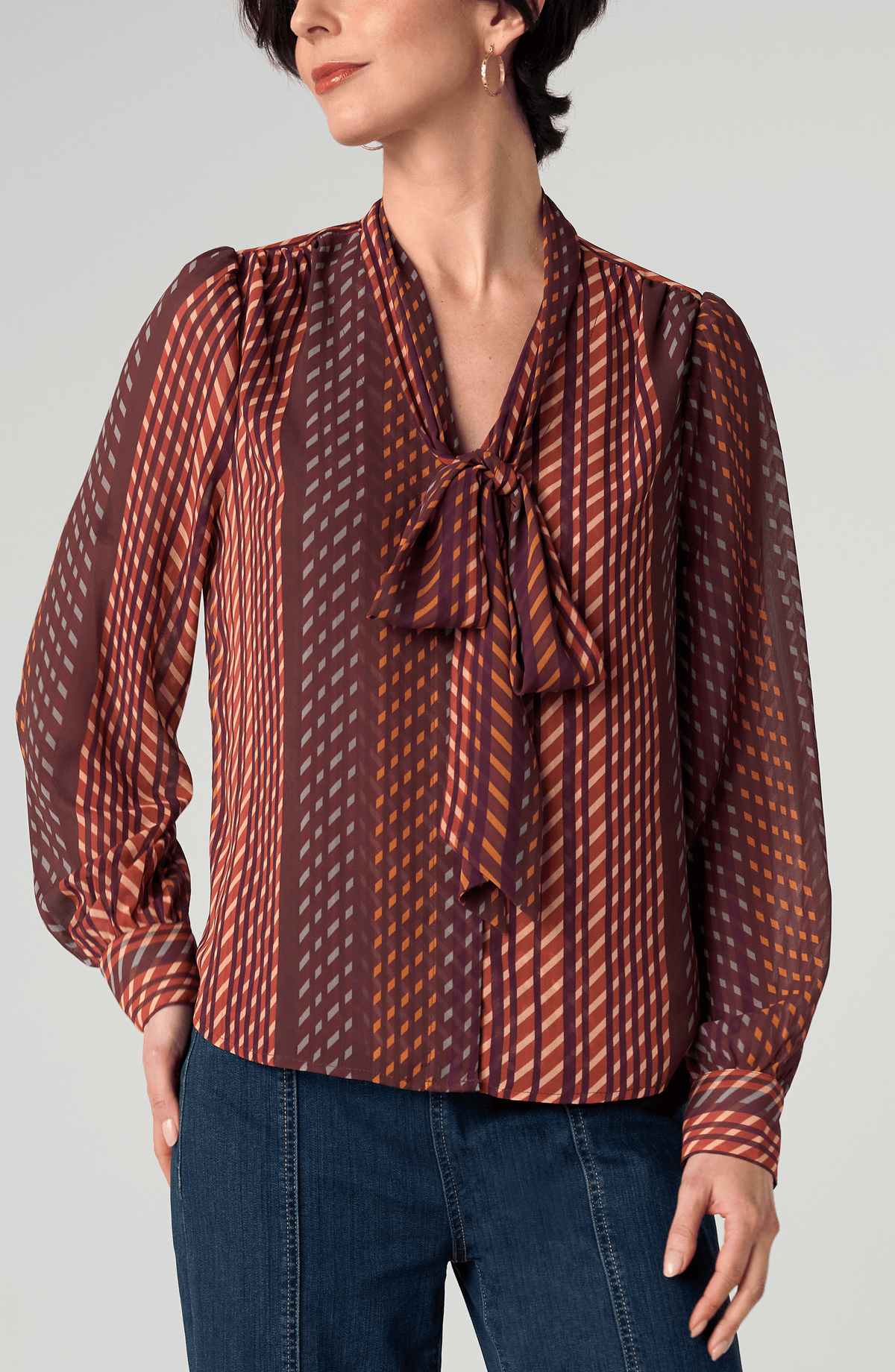 Neck Tie Woven Blouse